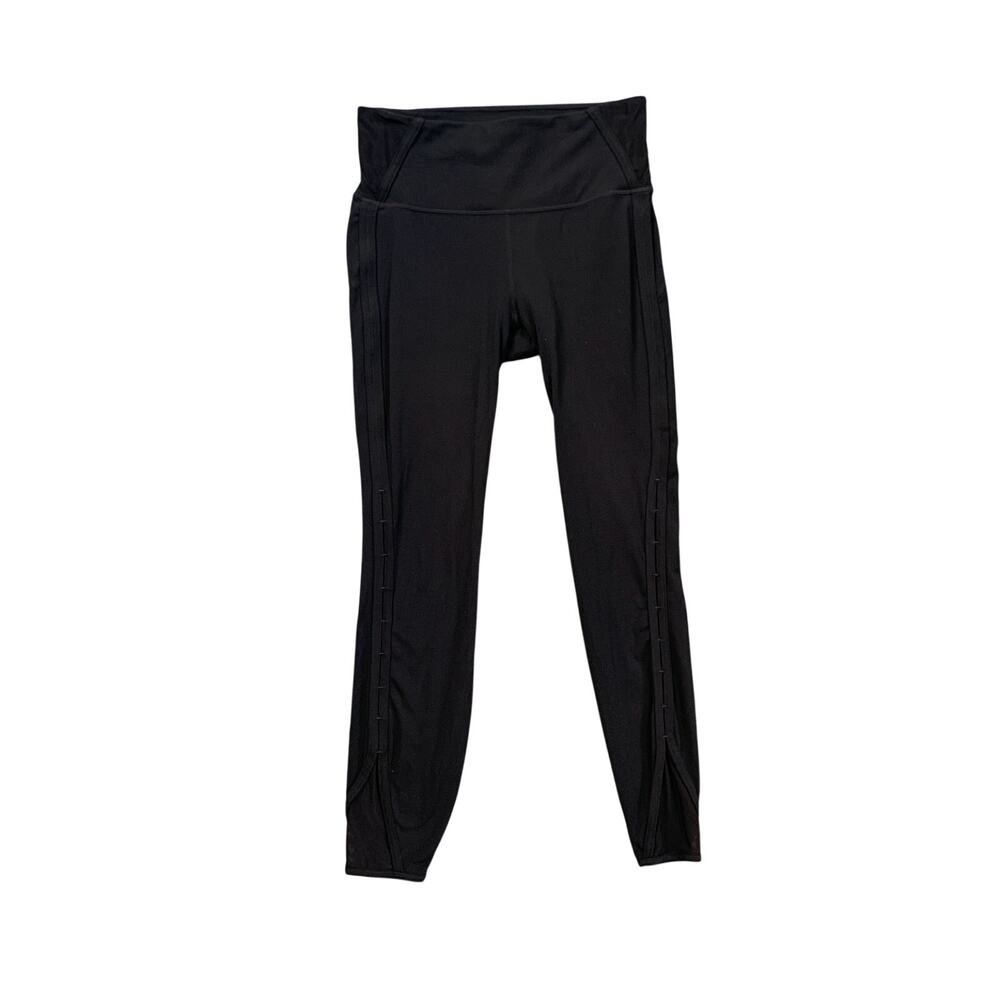 Athleta Leggings Womens S Small Black High Rise Peekaboo 7/8 Ankle Mesh Panel